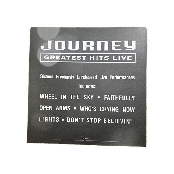 Journey Greatest Hits Live Poster 2-Sided Flat Square 1998 Promo 12x12 RARE - Picture 2 of 3